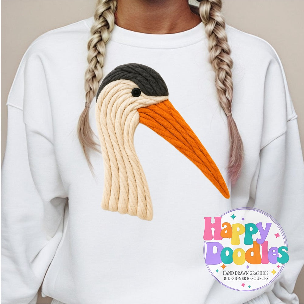 Crane Yarn Mascot High Resolution PNG Clip Art - Happy Doodles Designs