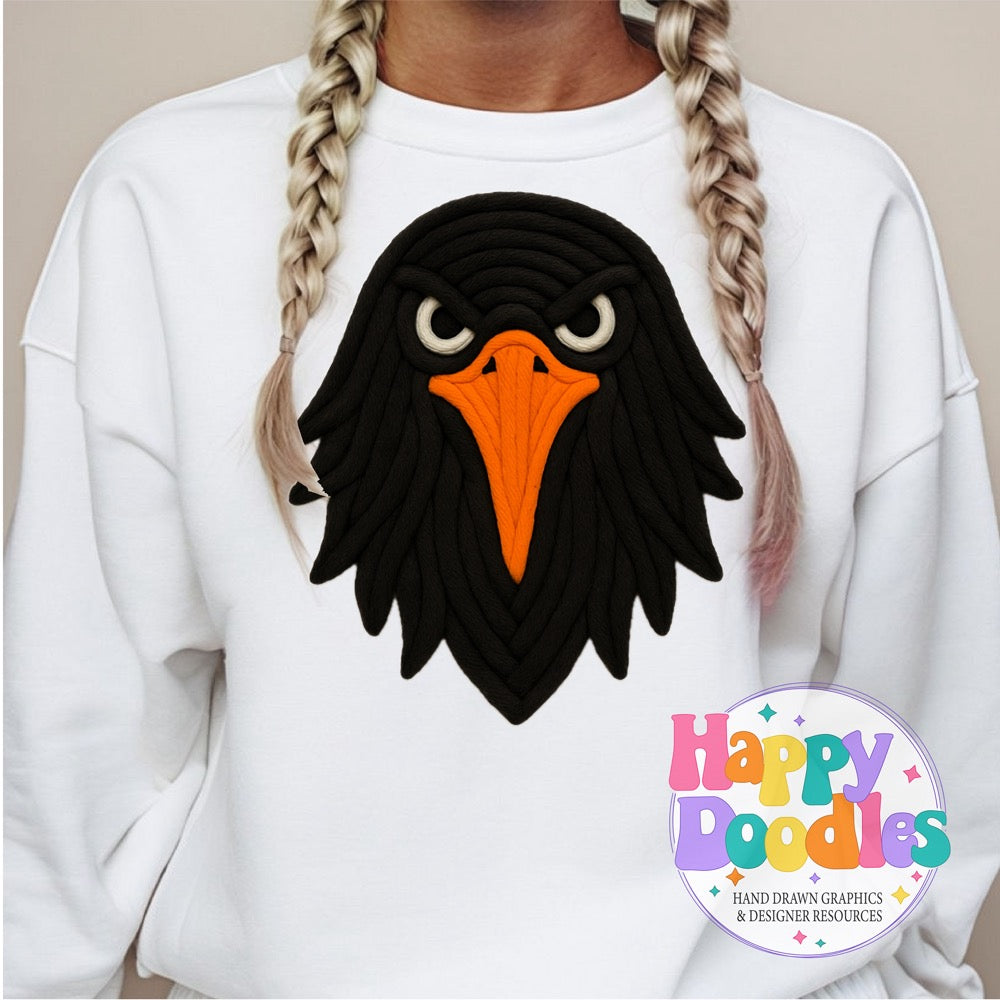 Crow Yarn Mascot Printable PNG Download - Happy Doodles Designs