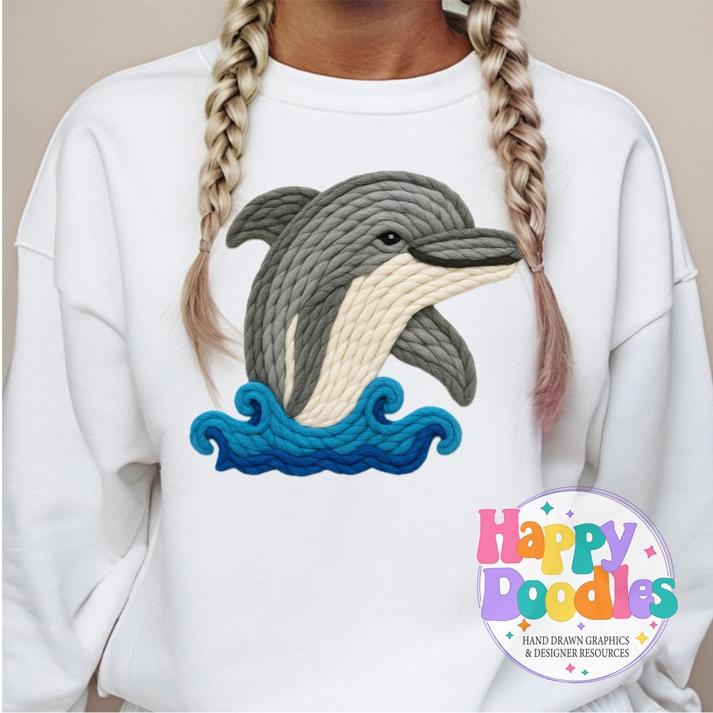 Dolphin Yarn Mascot Printable Mascot PNG - Happy Doodles Designs