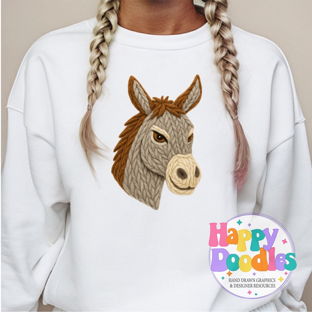Donkey Yarn Mascot High Resolution PNG Clip Art - Happy Doodles Designs