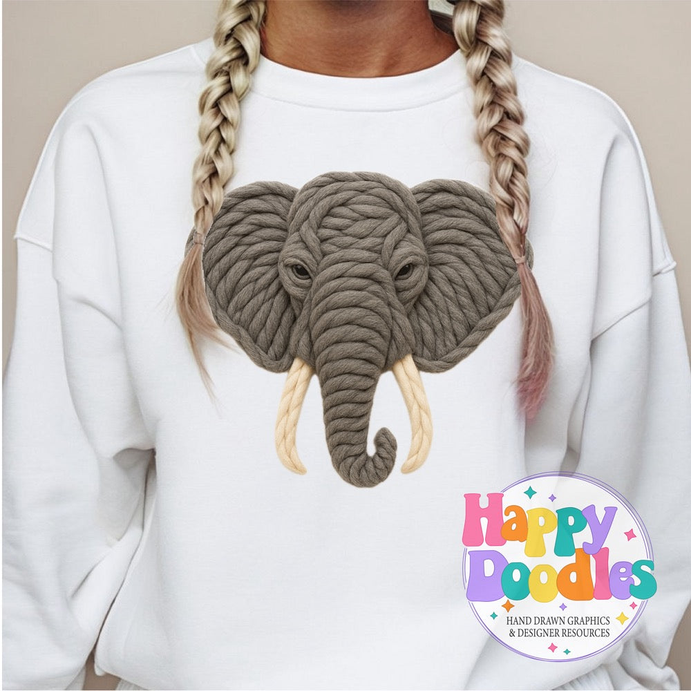 Elephant Yarn Mascot Printable Mascot PNG - Happy Doodles Designs