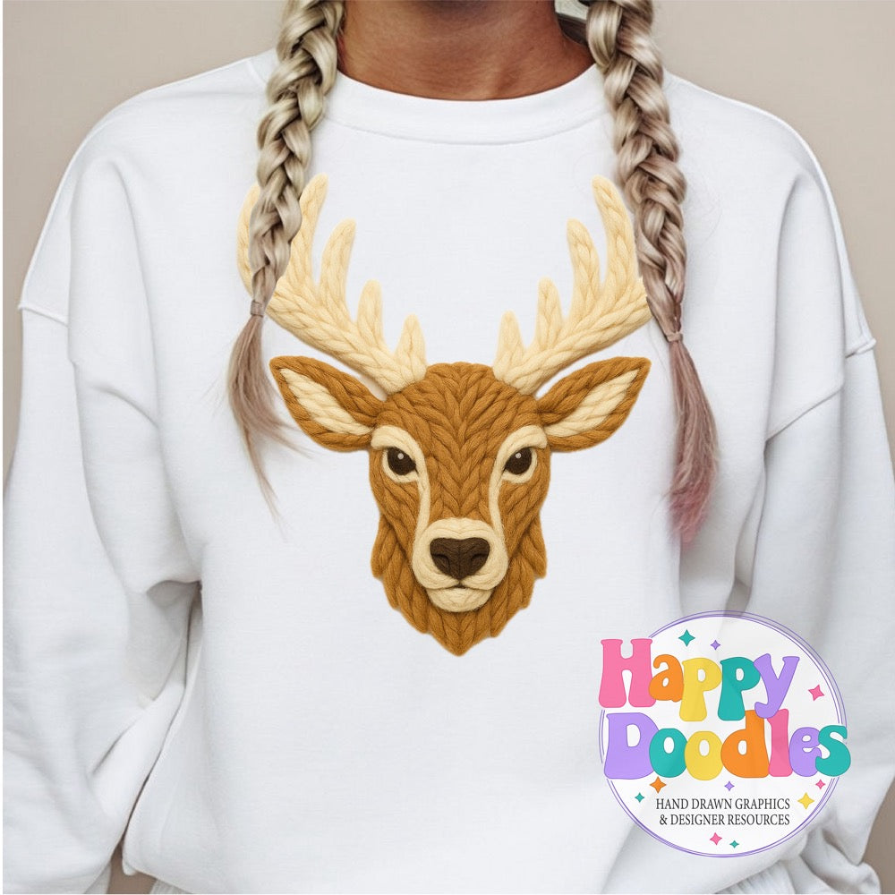 Elk Yarn Mascot Printable PNG Illustration - Happy Doodles Designs