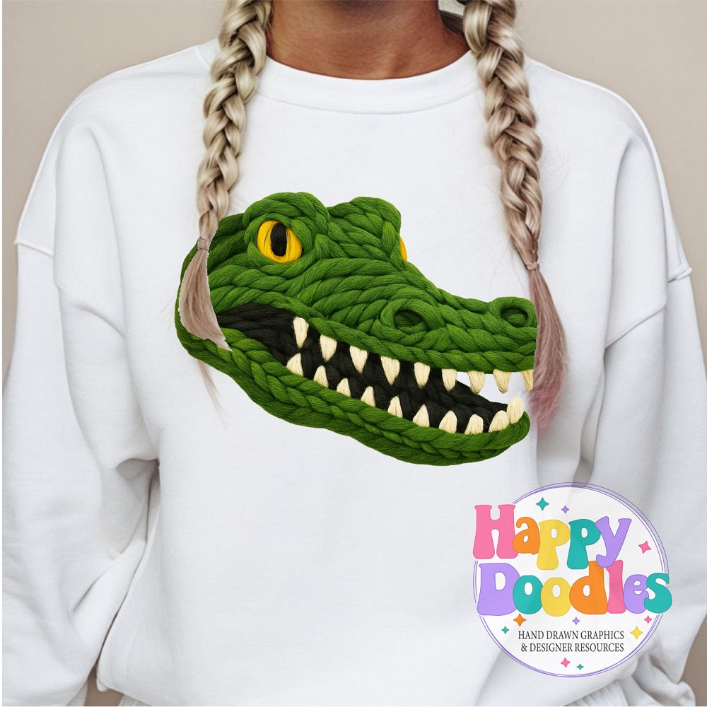 Gator Yarn Mascot Printable PNG Download - Happy Doodles Designs