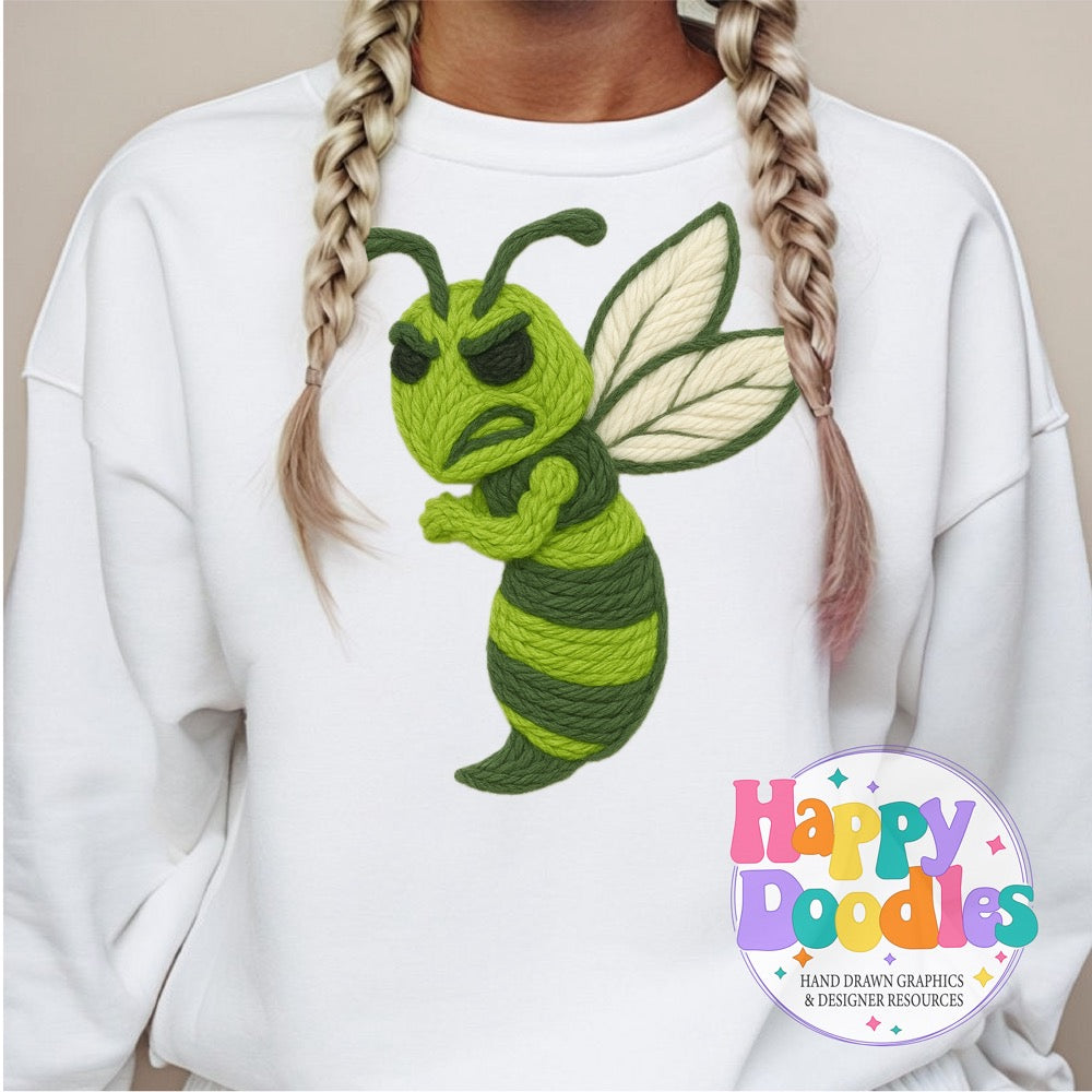 Green Hornet Yarn Mascot High Resolution PNG Clip Art - Happy Doodles Designs