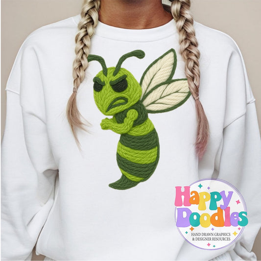 Green Hornet Yarn Mascot High Resolution PNG Clip Art - Happy Doodles Designs