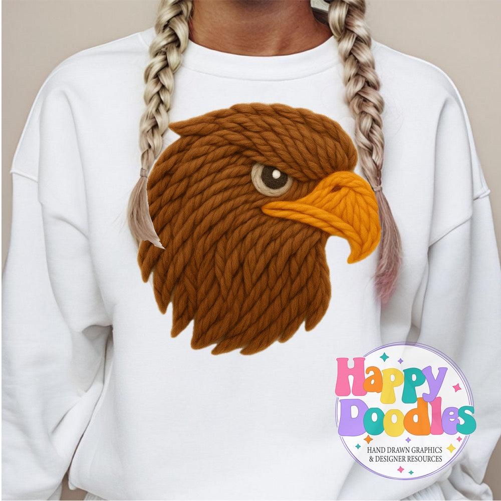 Hawk Yarn Mascot Printable PNG Illustration - Happy Doodles Designs