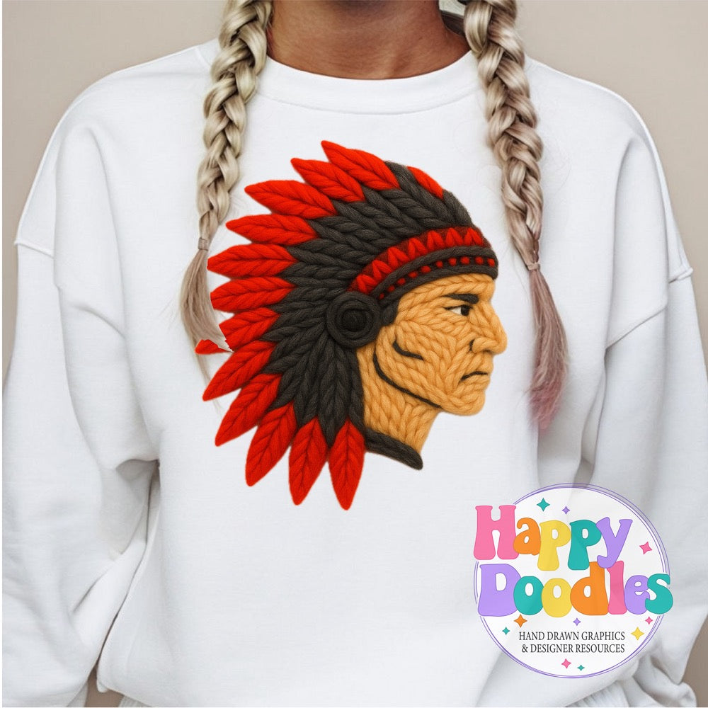 Indian Yarn Mascot High Resolution PNG Clip Art - Happy Doodles Designs