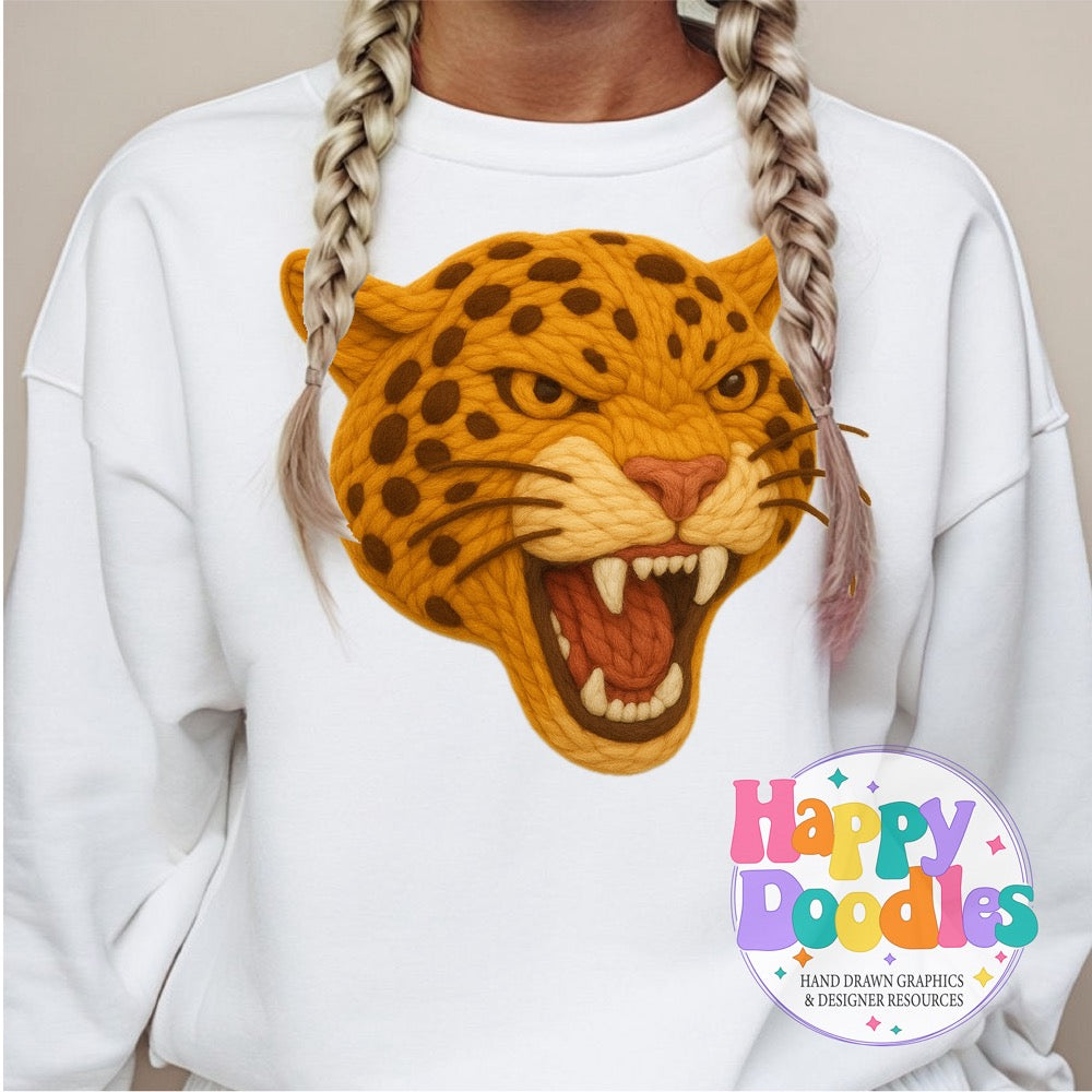 Jaguar Yarn Mascot Printable PNG Clipart - Happy Doodles Designs