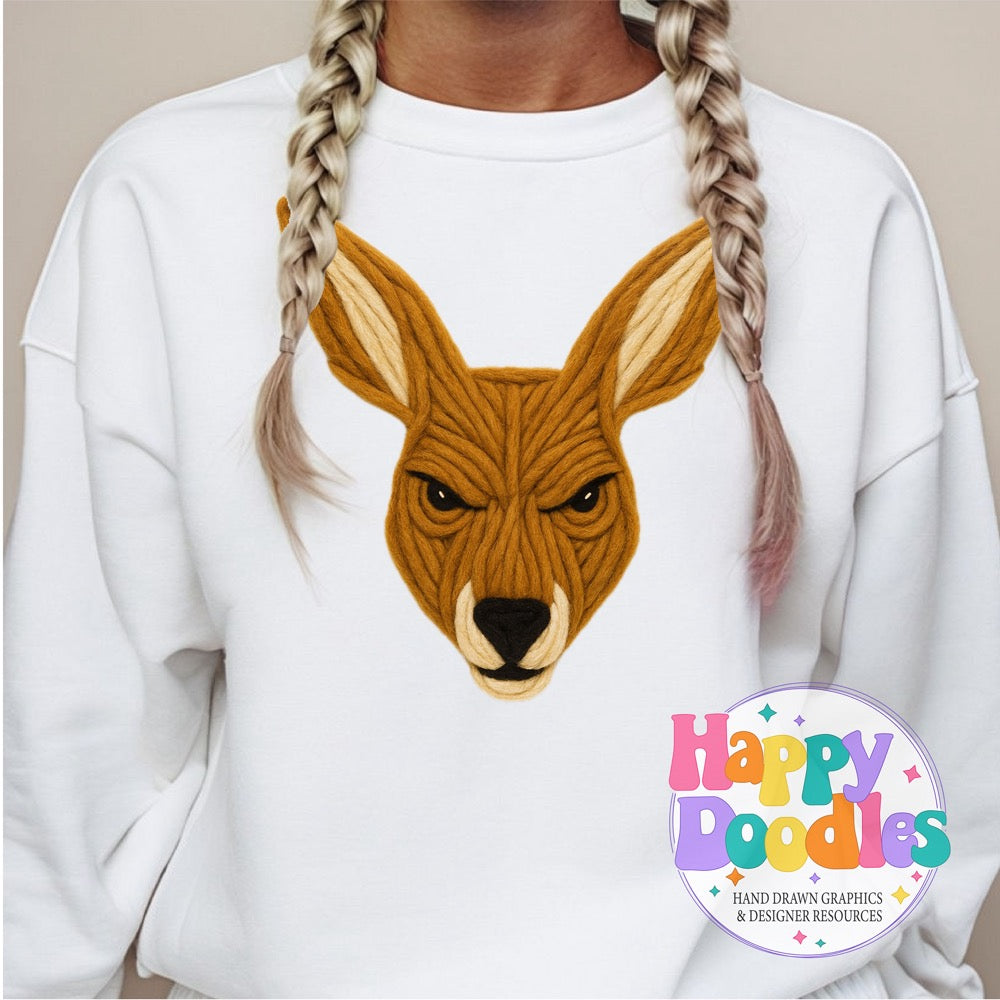 Kangaroo Yarn Mascot Printable PNG Clipart - Happy Doodles Designs