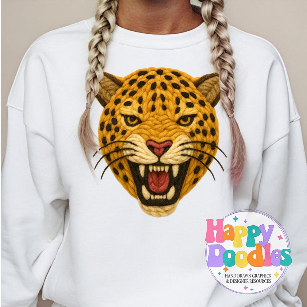 Leopard Yarn Mascot Printable PNG Clipart - Happy Doodles Designs
