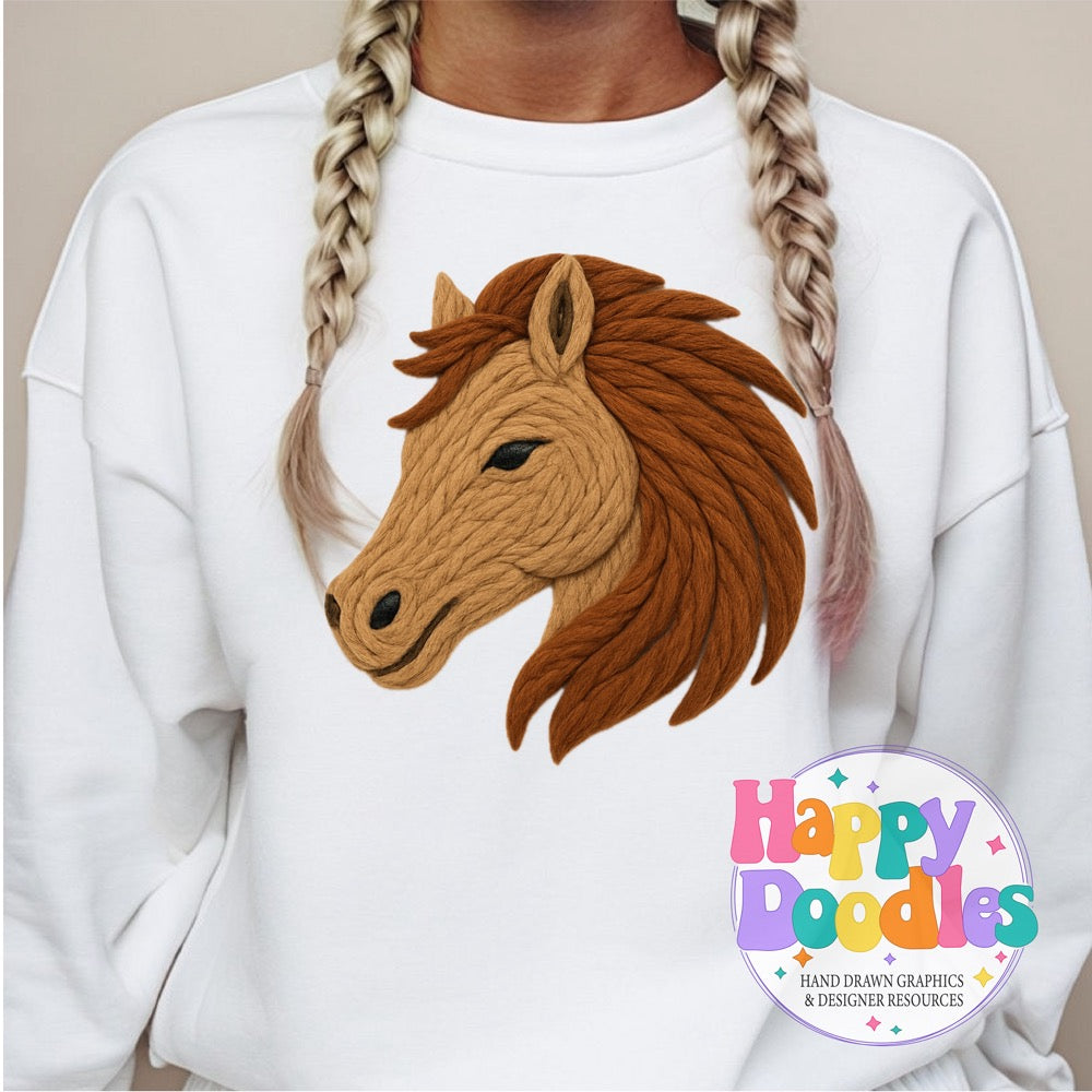 Mustang Yarn Mascot High Resolution PNG Clip Art - Happy Doodles Designs