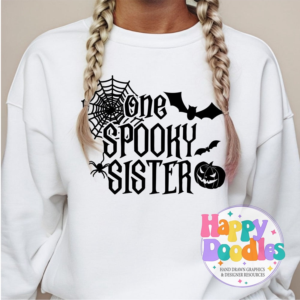 One Spooky Sister SVG | Cute Halloween Family SVG for Crafts