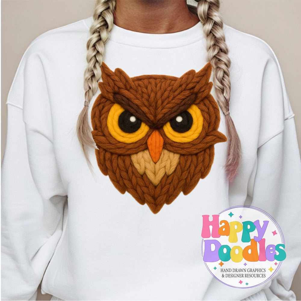 Owl Yarn Mascot Printable PNG Download - Happy Doodles Designs