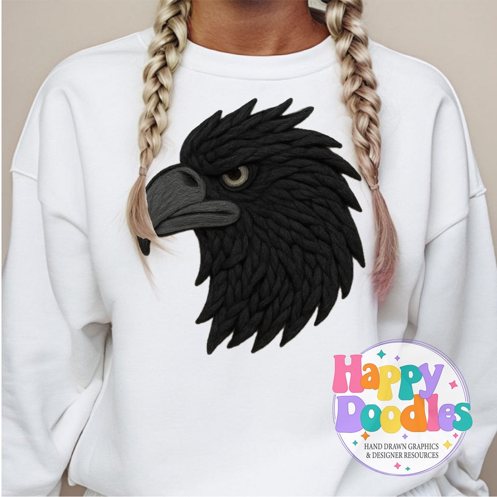 Raven Yarn Mascot Printable PNG Download - Happy Doodles Designs