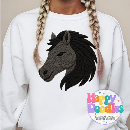 Stallion Yarn Mascot High Resolution PNG Clip Art - Happy Doodles Designs