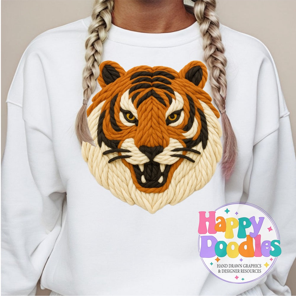 Tiger Yarn Mascot Printable Mascot PNG - Happy Doodles Designs