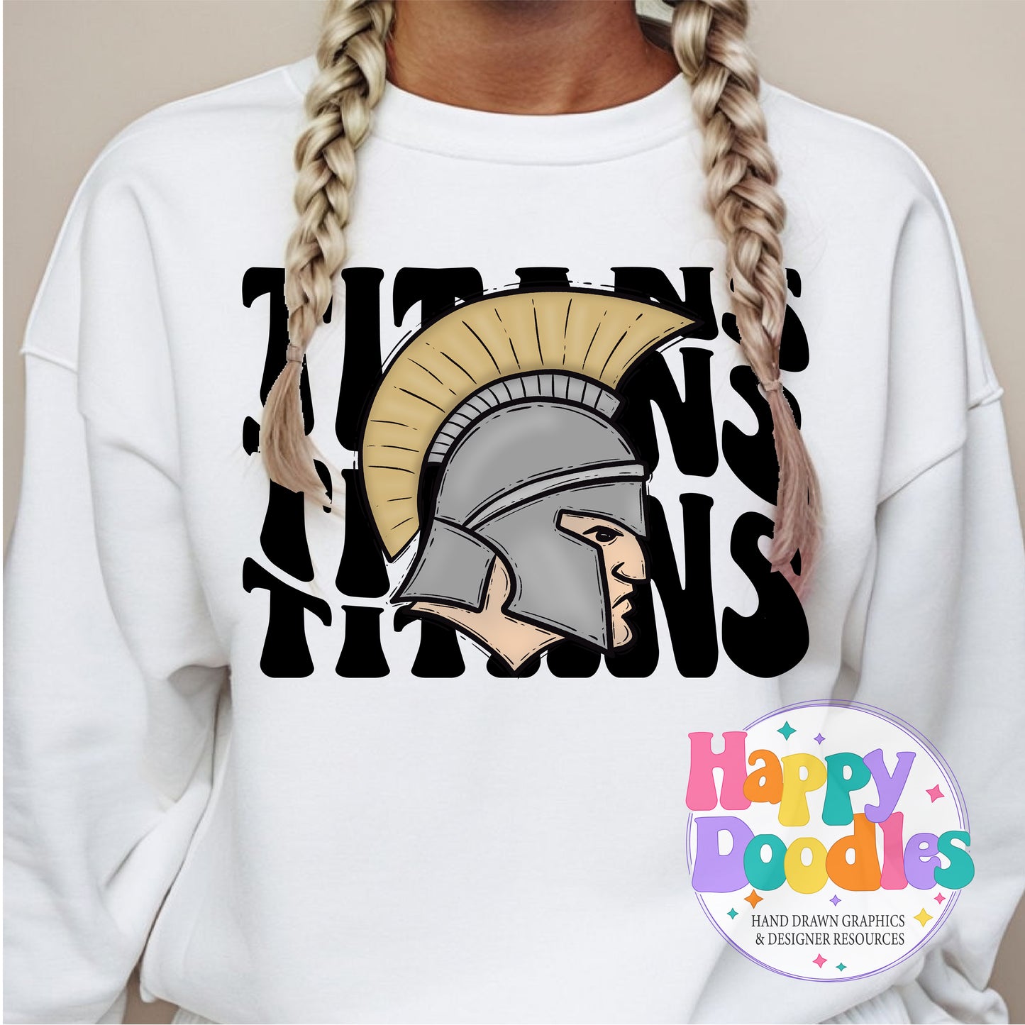 Wavy Retro Titans Mascot DIY Printable T‑Shirt Design - Happy Doodles Designs