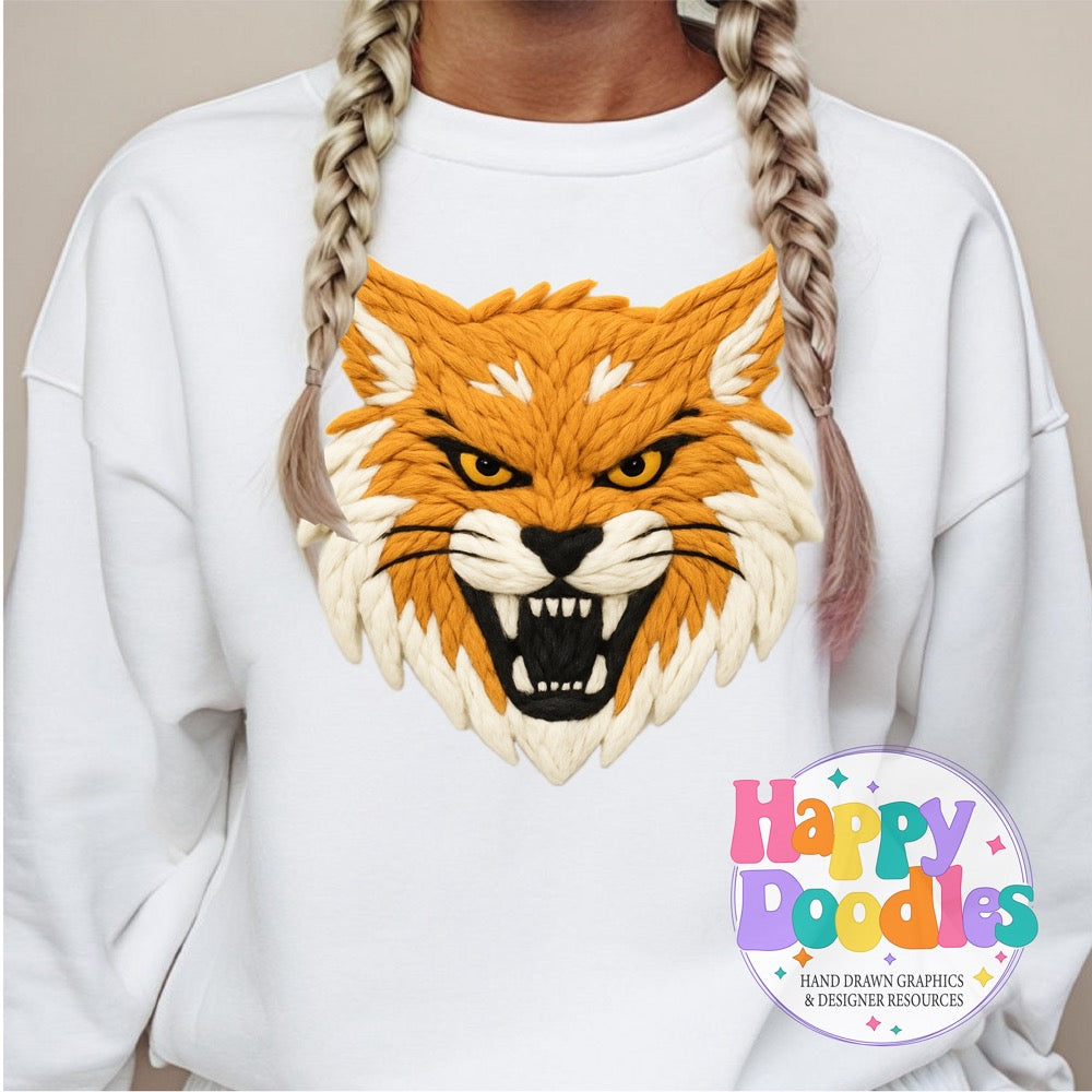 Wildcat Yarn Mascot Printable Mascot PNG - Happy Doodles Designs