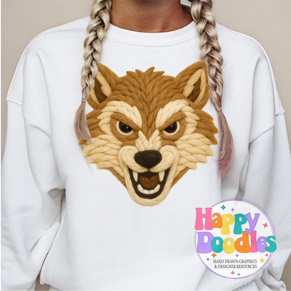 Wolverine Yarn Mascot Printable PNG Clipart - Happy Doodles Designs