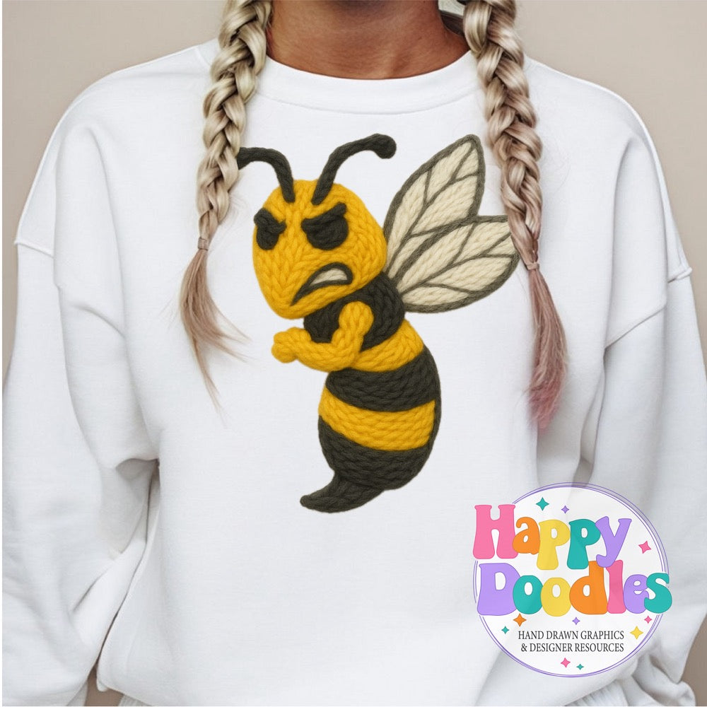 Yellow Jacket Hornet Yarn Mascot Printable PNG Clipart - Happy Doodles Designs