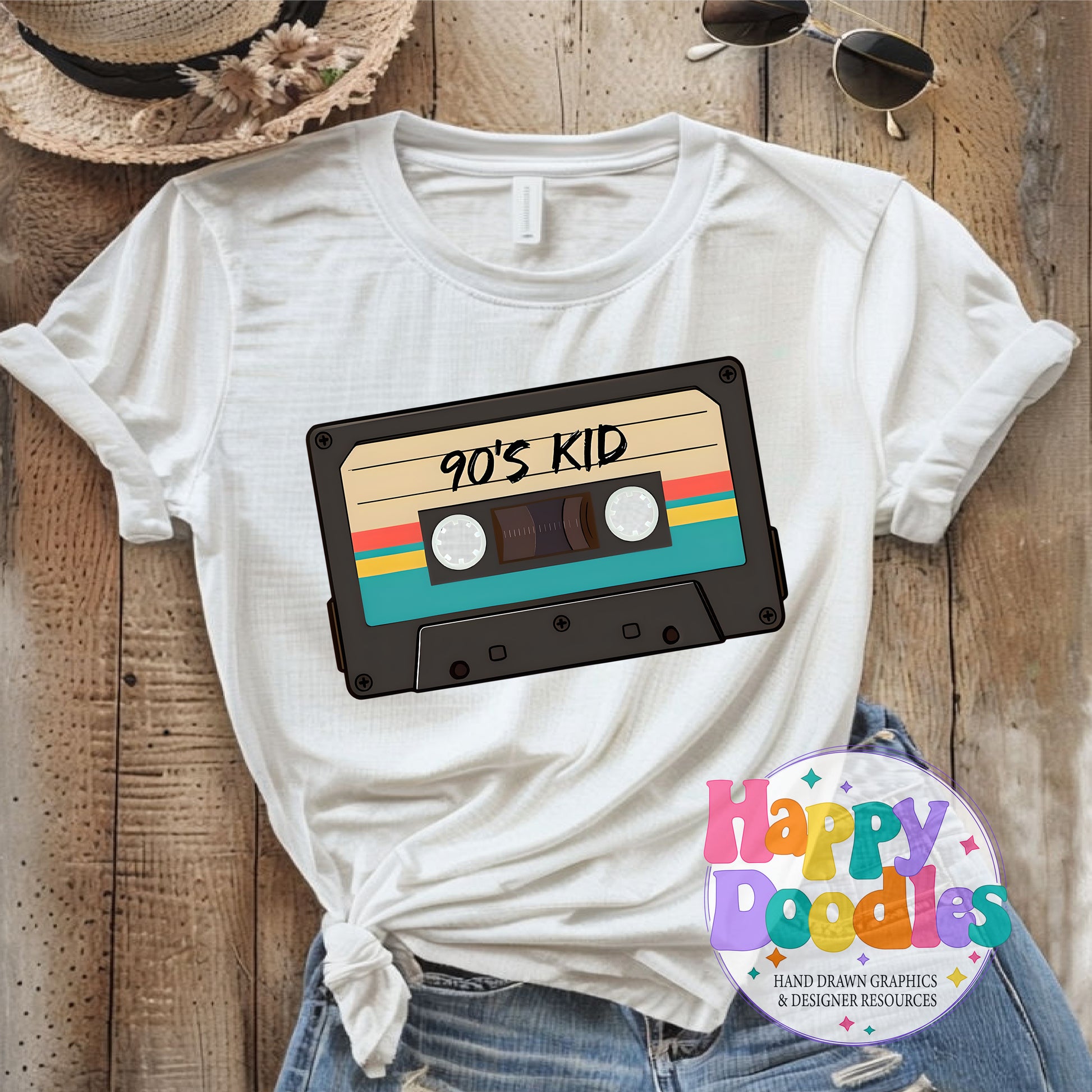 90s Kid Tape Printable PNG for Sublimation & Crafts - Happy Doodles Designs