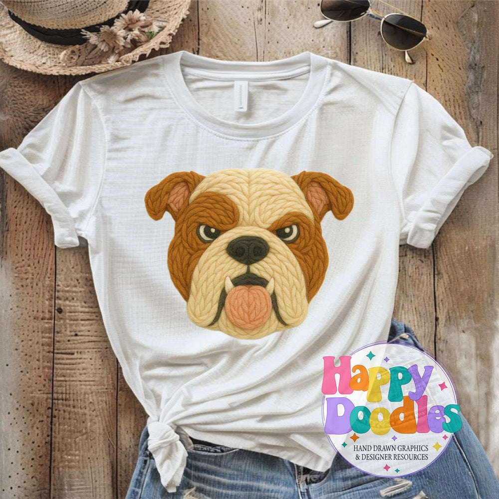 Bulldog Yarn Mascot High Resolution PNG Clip Art - Happy Doodles Designs