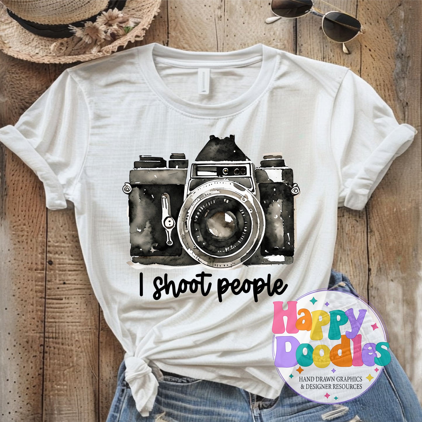 I Shoot People Photographer Printable PNG for Sublimation & Crafts - Happy Doodles Designs