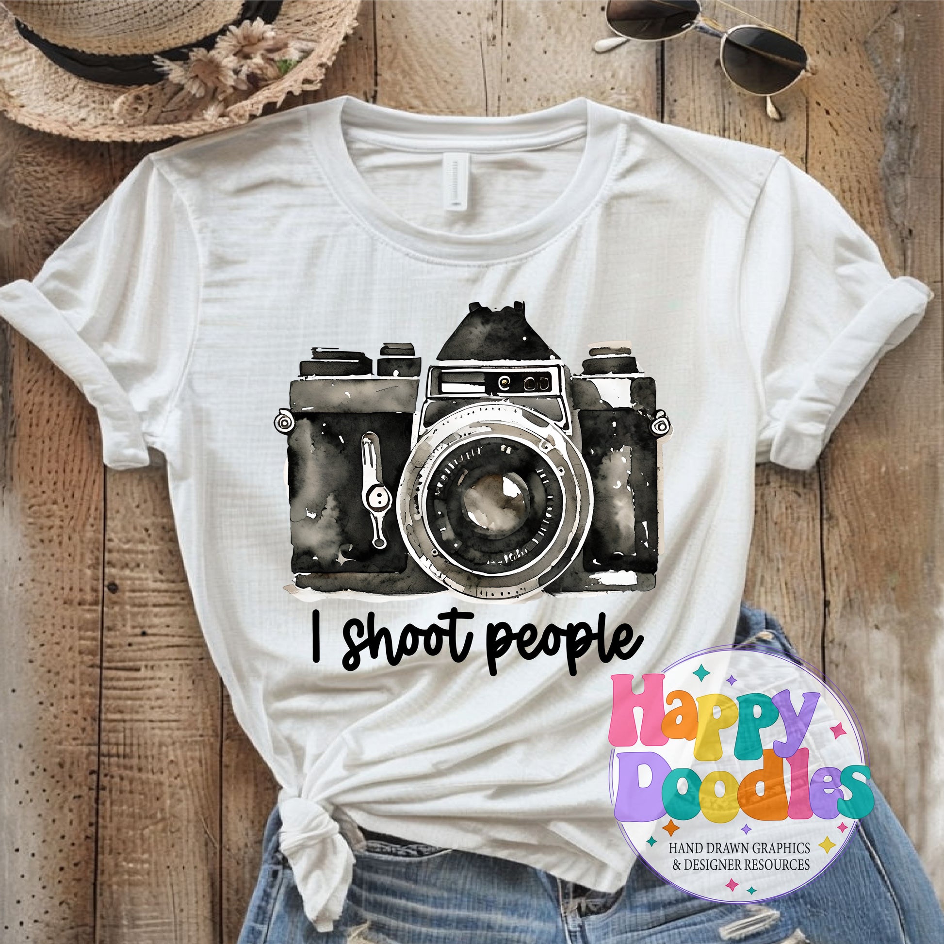 I Shoot People Photographer Printable PNG for Sublimation & Crafts - Happy Doodles Designs