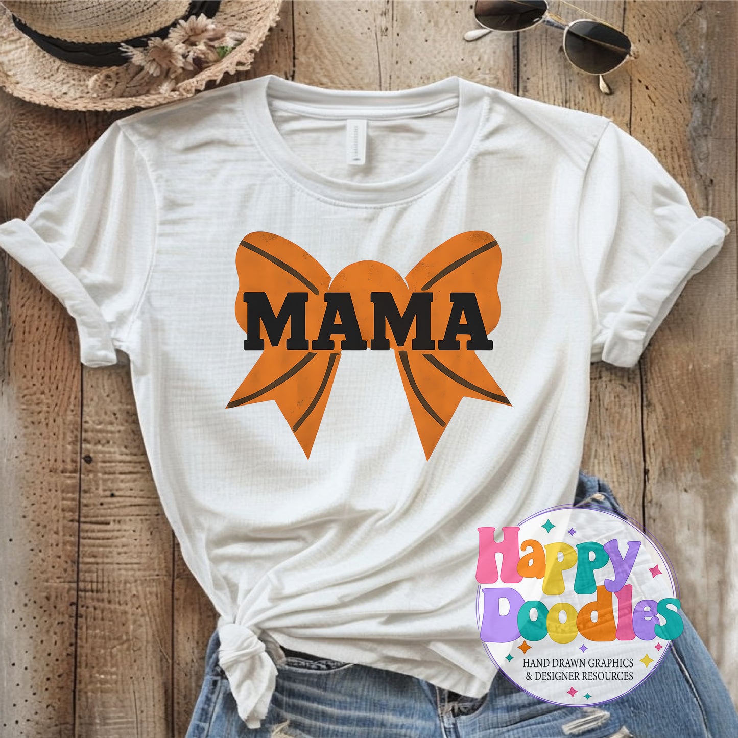Basketball Mama Bow High Resolution Printable PNG - Happy Doodles Designs
