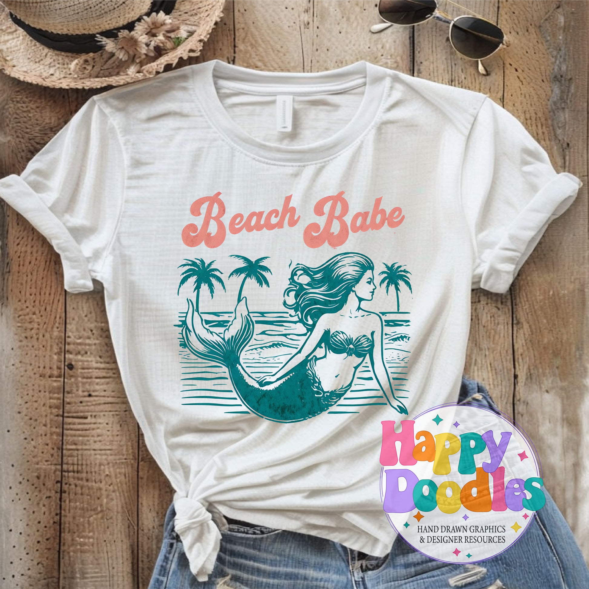 Beach Babe High Resolution Printable PNG - Happy Doodles Designs