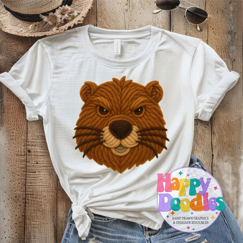 Beaver Yarn Mascot Printable Mascot PNG - Happy Doodles Designs