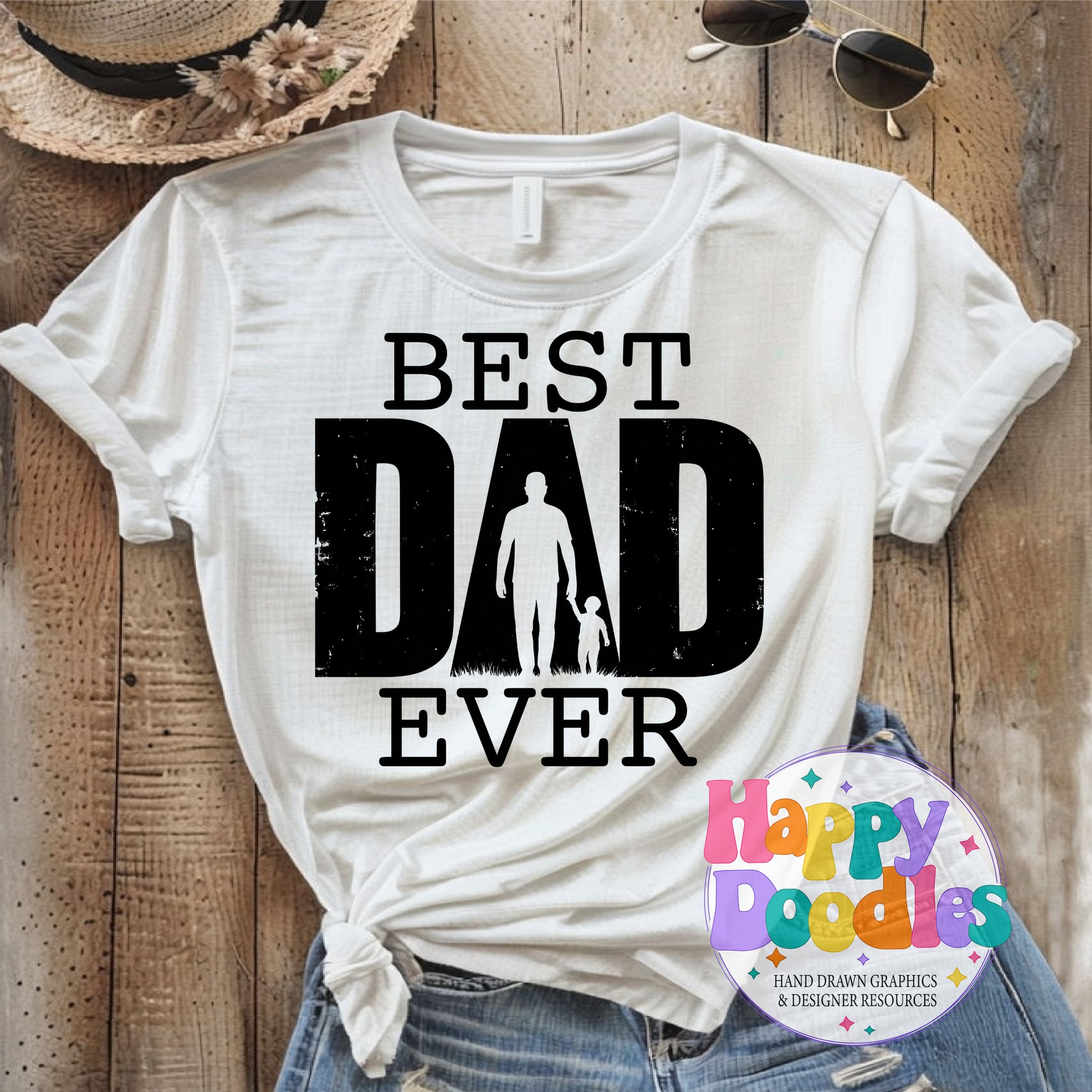 Best Dad Ever Printable PNG for Sublimation & Crafts - Happy Doodles Designs