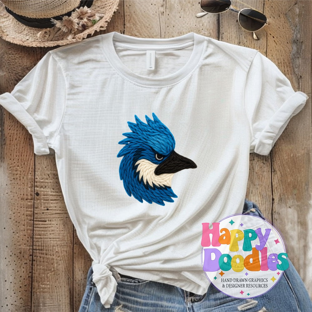 Bluejay Yarn Mascot Printable Mascot PNG - Happy Doodles Designs