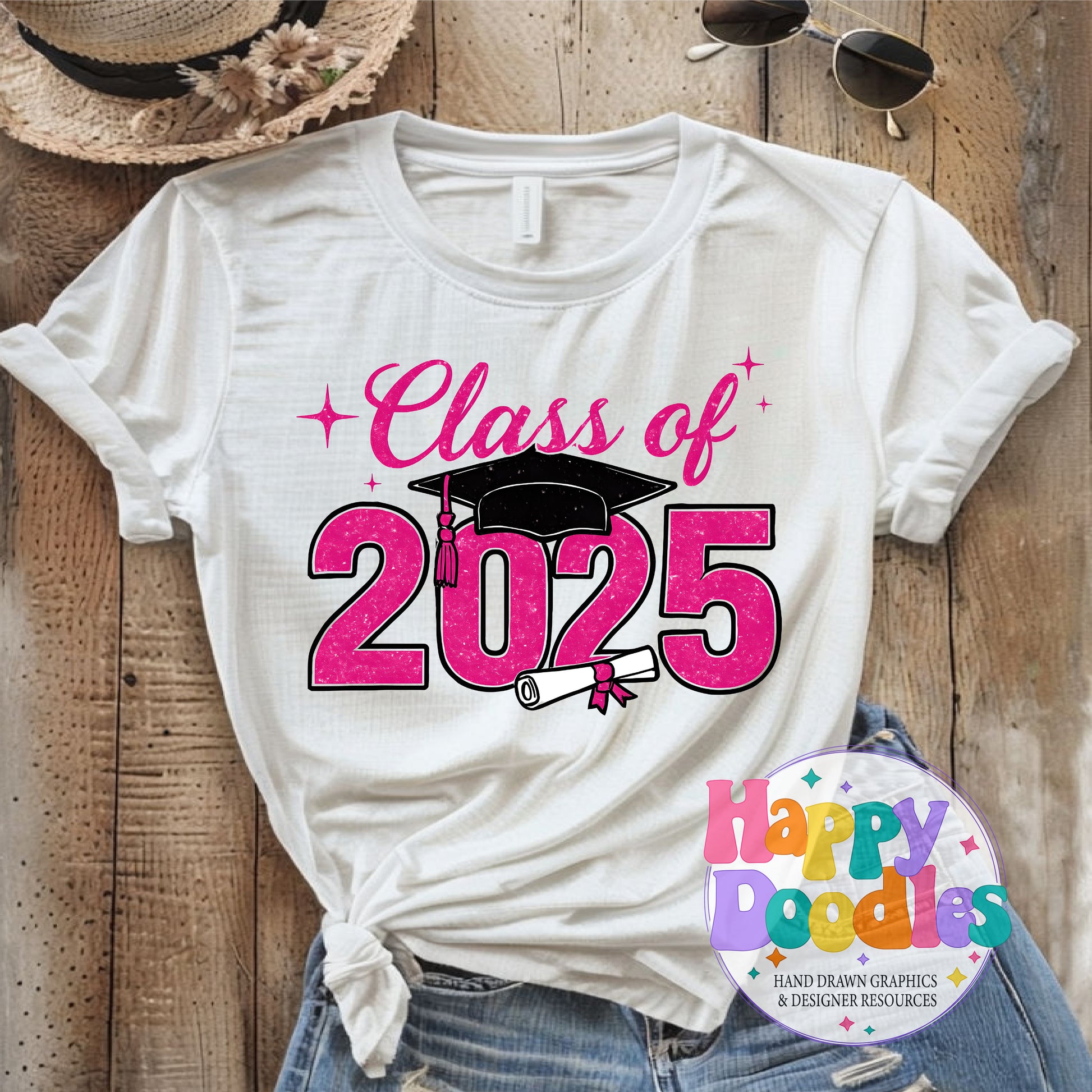 Class of 2025 Printable PNG T-Shirt Design - Happy Doodles Designs