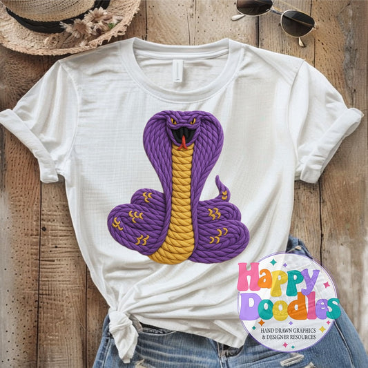 Cobra Yarn Mascot High Resolution PNG Clip Art - Happy Doodles Designs