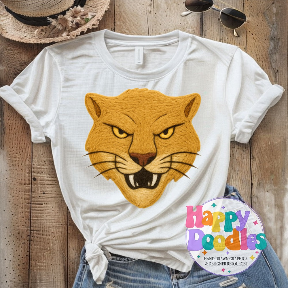 Cougar Yarn Mascot Printable Mascot PNG - Happy Doodles Designs