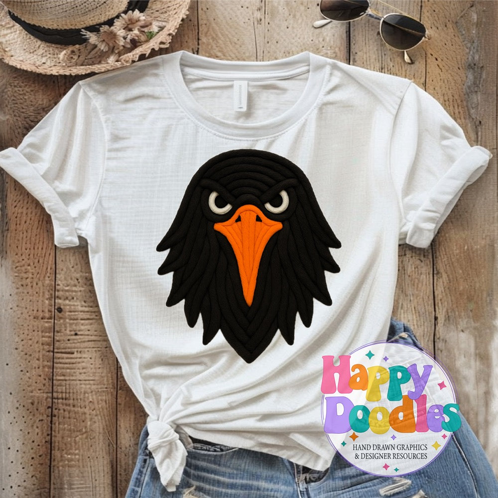 Crow Yarn Mascot Printable PNG Download - Happy Doodles Designs