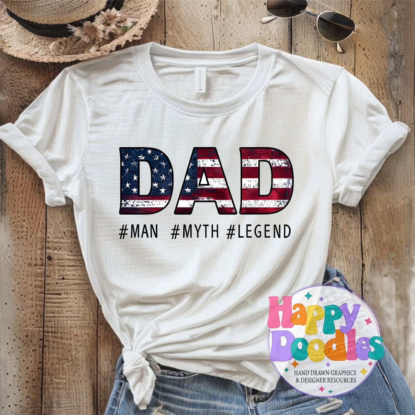 Dad Man Myth Legend T-Shirt Printable PNG Download - Happy Doodles Designs