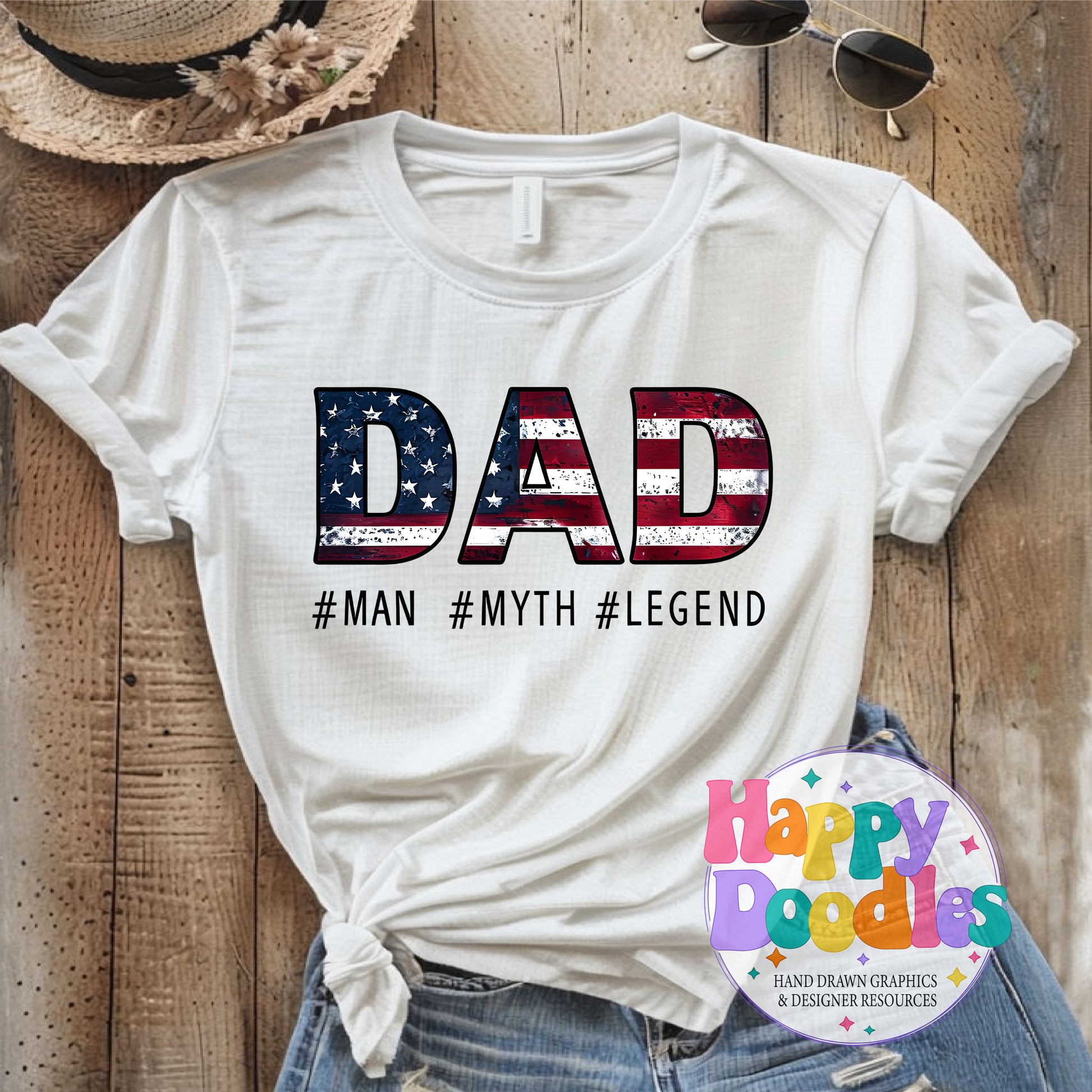 Dad Man Myth Legend T-Shirt Printable PNG Download - Happy Doodles Designs