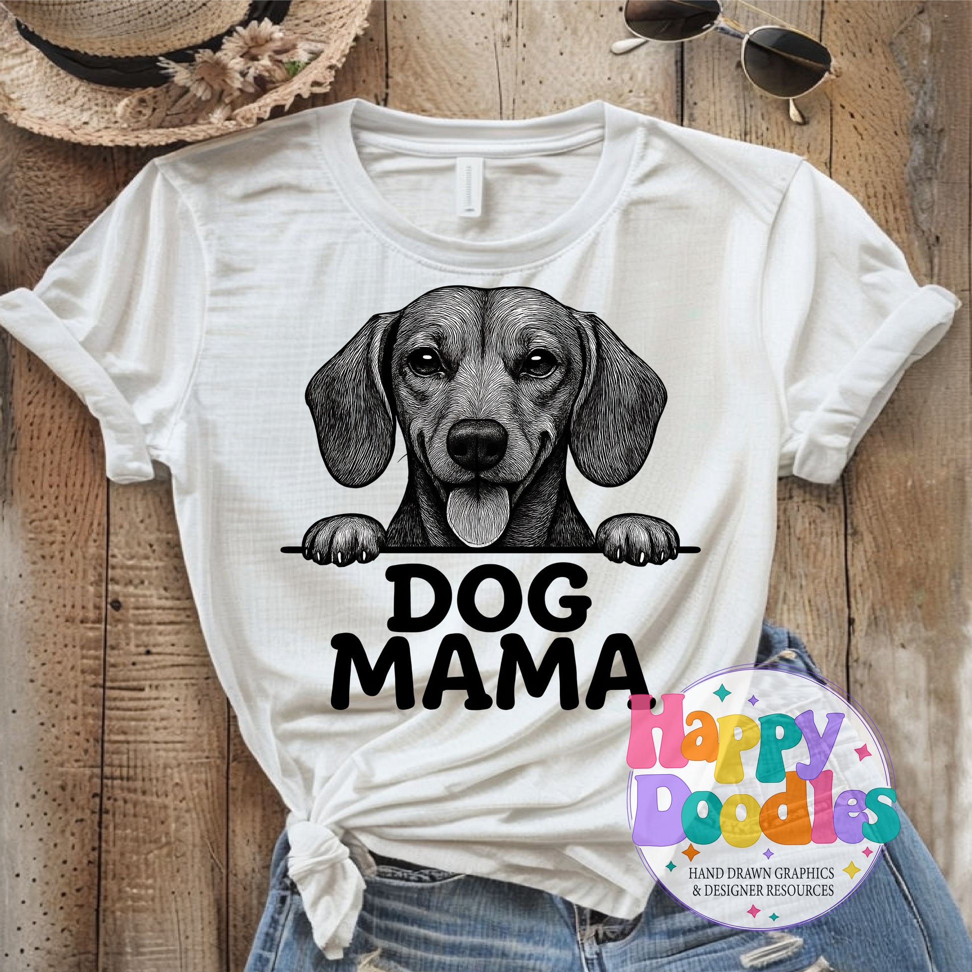 Dog Mama Dachshund Printable PNG for Sublimation & Crafts - Happy Doodles Designs
