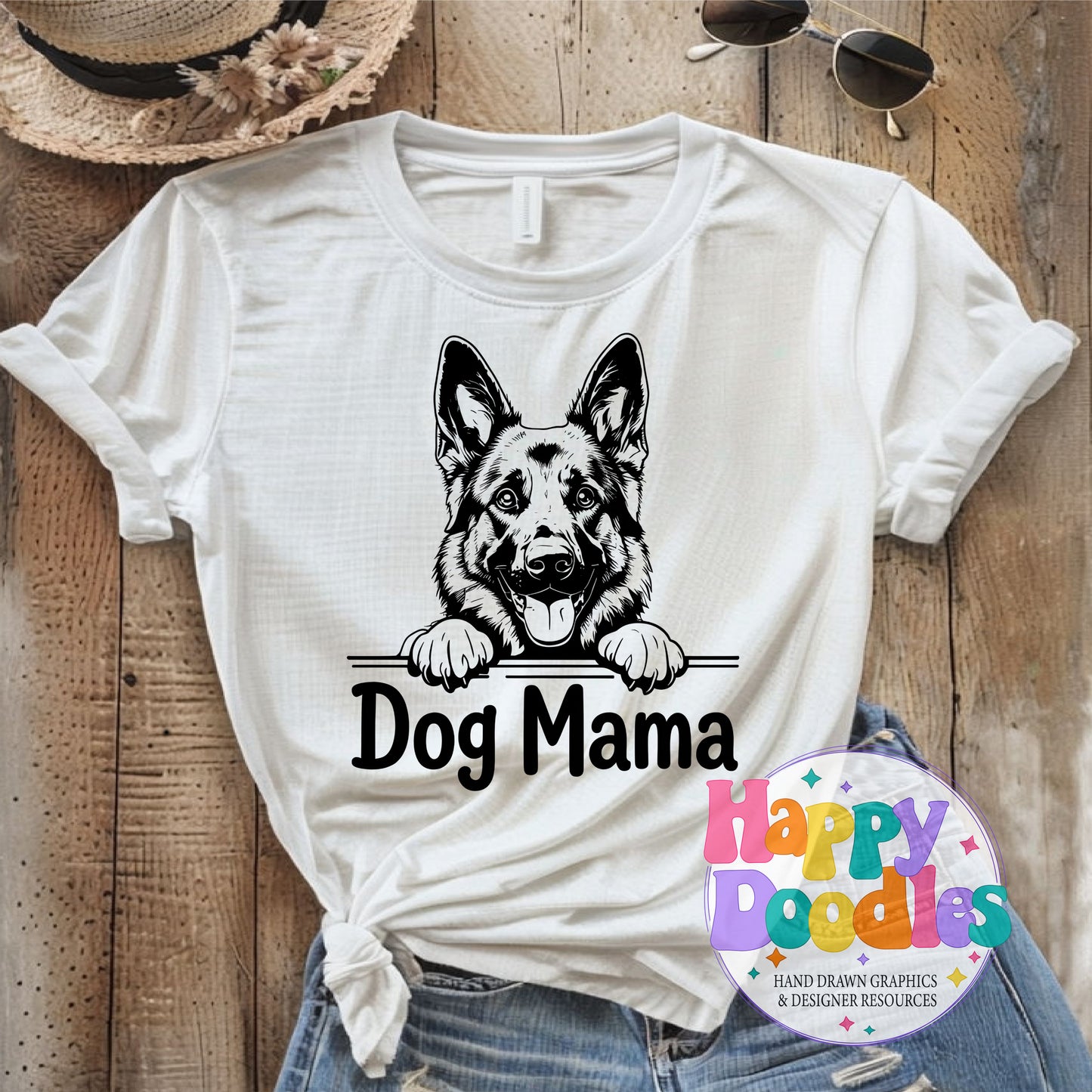 Dog Mama German Shephard High Resolution Printable PNG - Happy Doodles Designs
