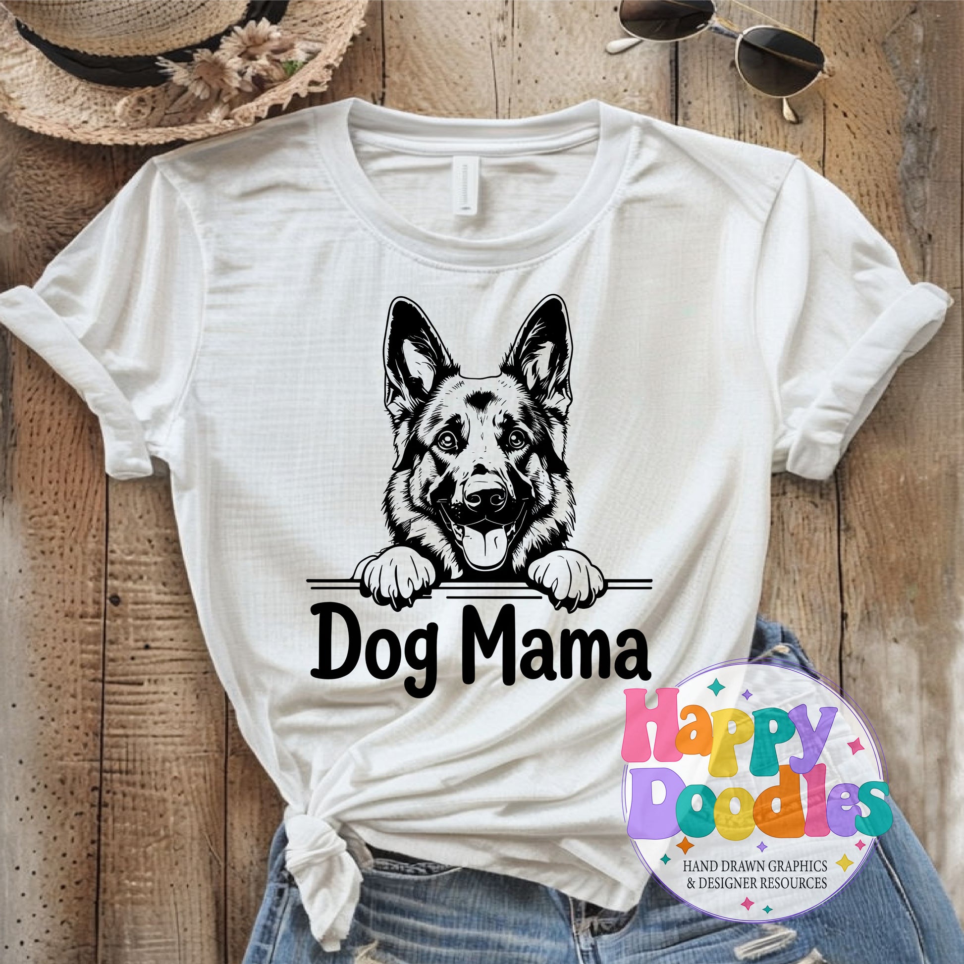 Dog Mama German Shephard High Resolution Printable PNG - Happy Doodles Designs