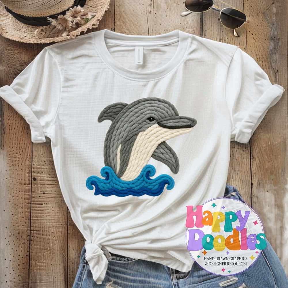 Dolphin Yarn Mascot Printable Mascot PNG - Happy Doodles Designs