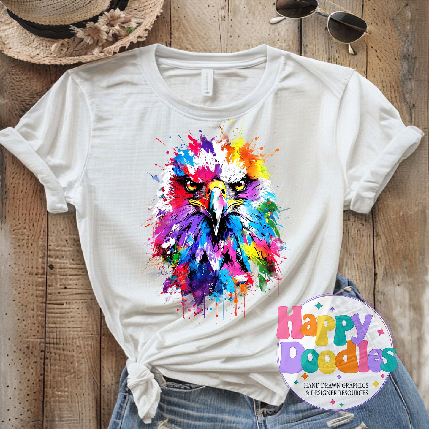 Eagle Paint Splash Printable PNG for Sublimation & Crafts - Happy Doodles Designs