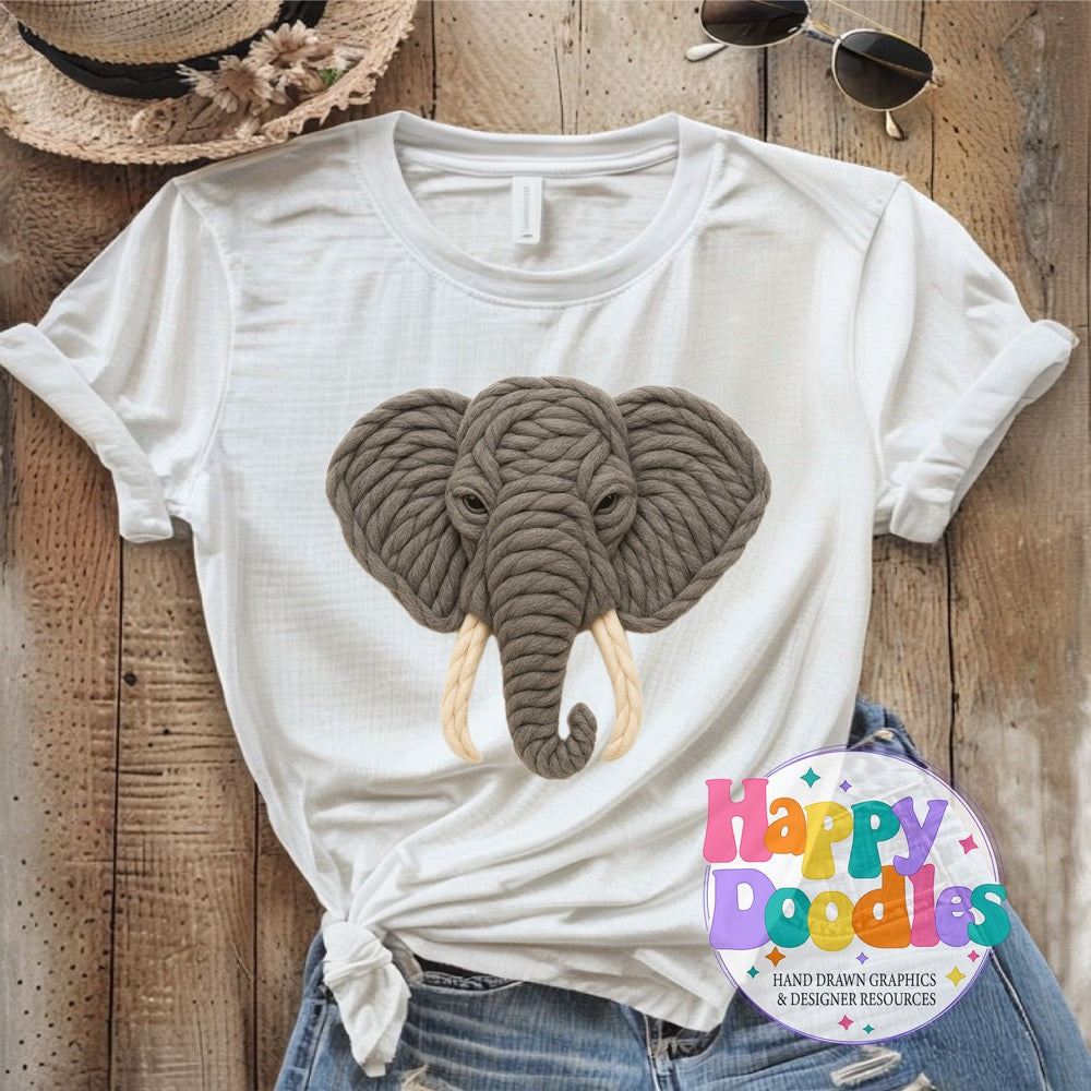 Elephant Yarn Mascot Printable Mascot PNG - Happy Doodles Designs
