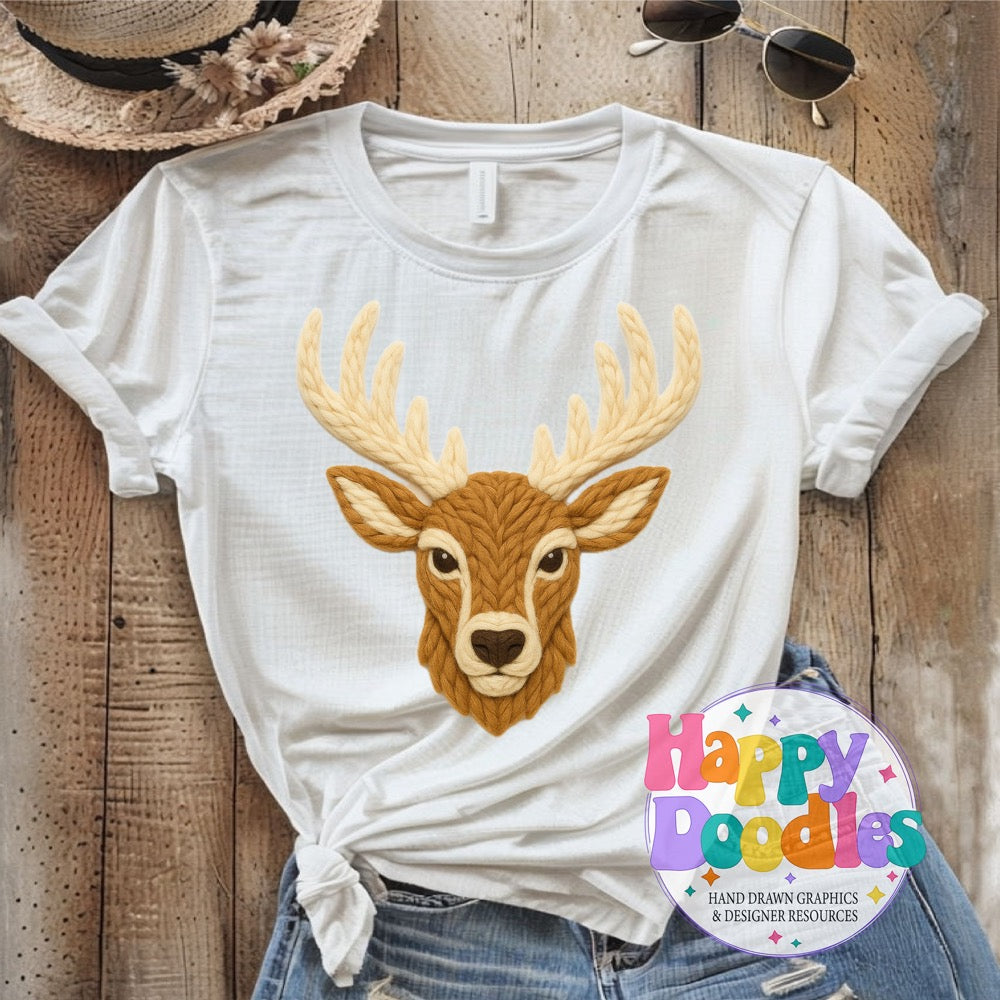 Elk Yarn Mascot Printable PNG Illustration - Happy Doodles Designs