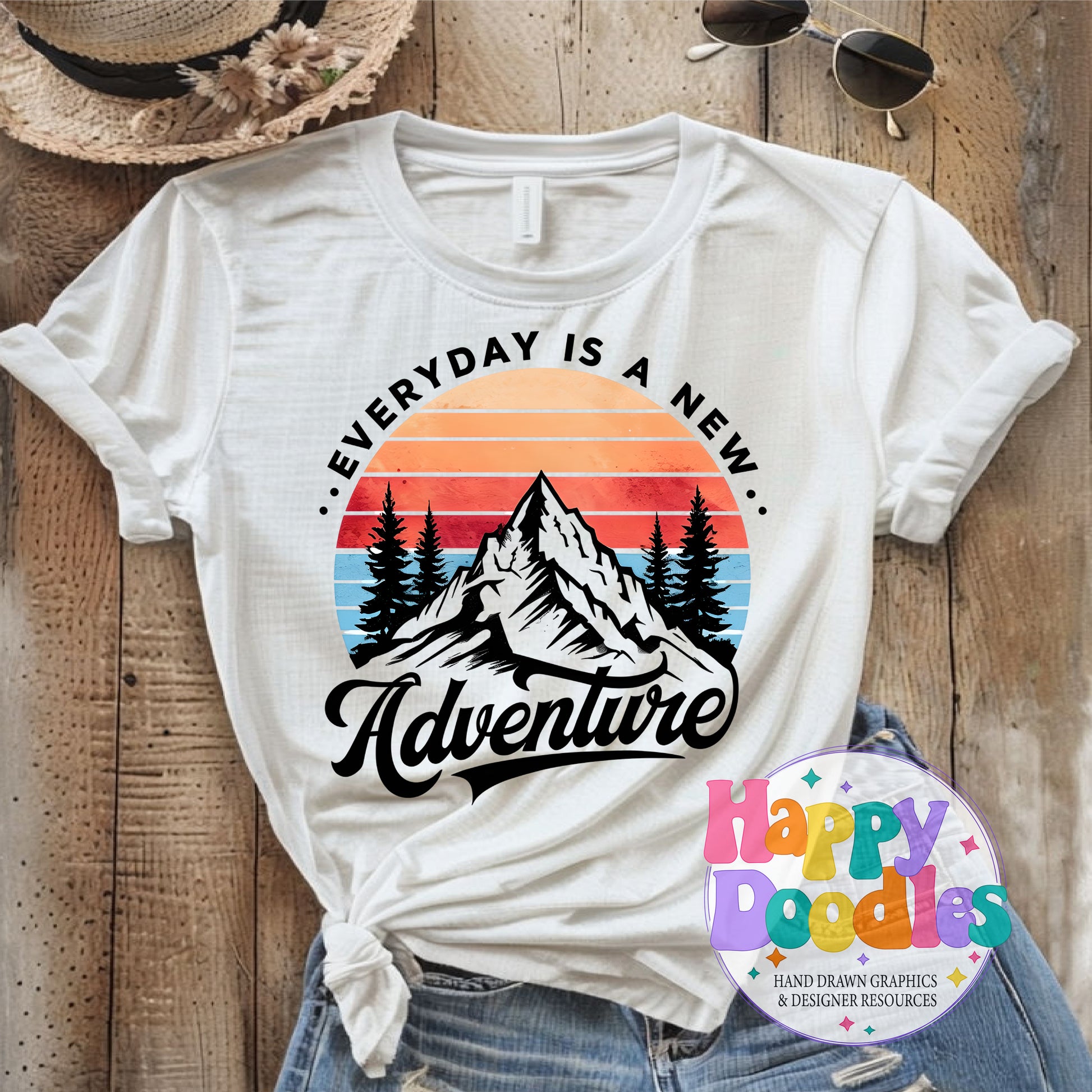 Everyday Is a New Adventure DIY Printable T-Shirt Design - Happy Doodles Designs