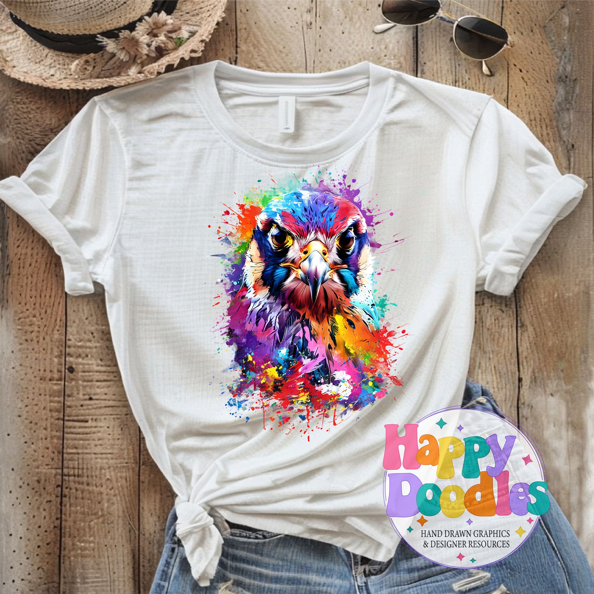 Falcon Paint Splash High Resolution Printable PNG - Happy Doodles Designs