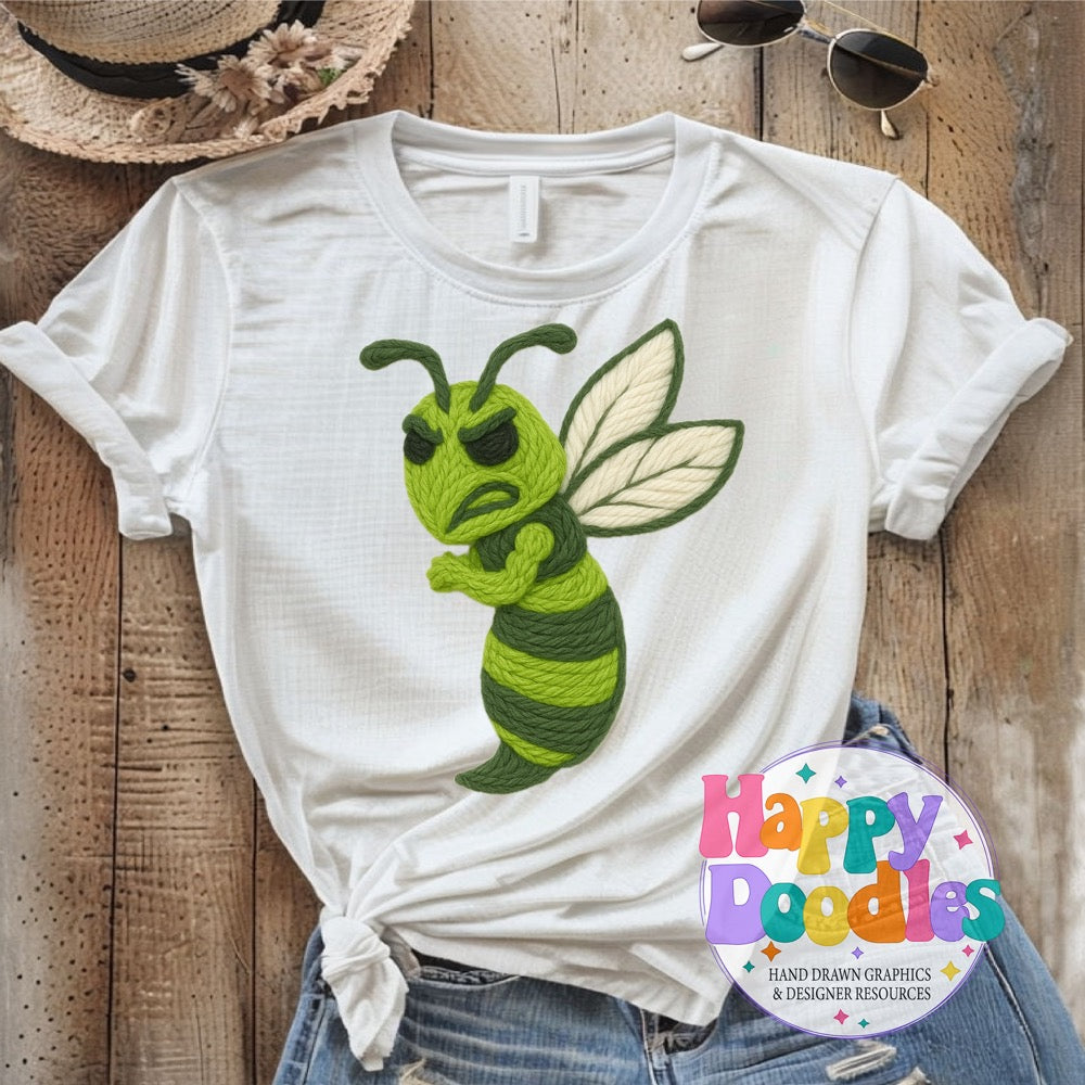 Green Hornet Yarn Mascot High Resolution PNG Clip Art - Happy Doodles Designs