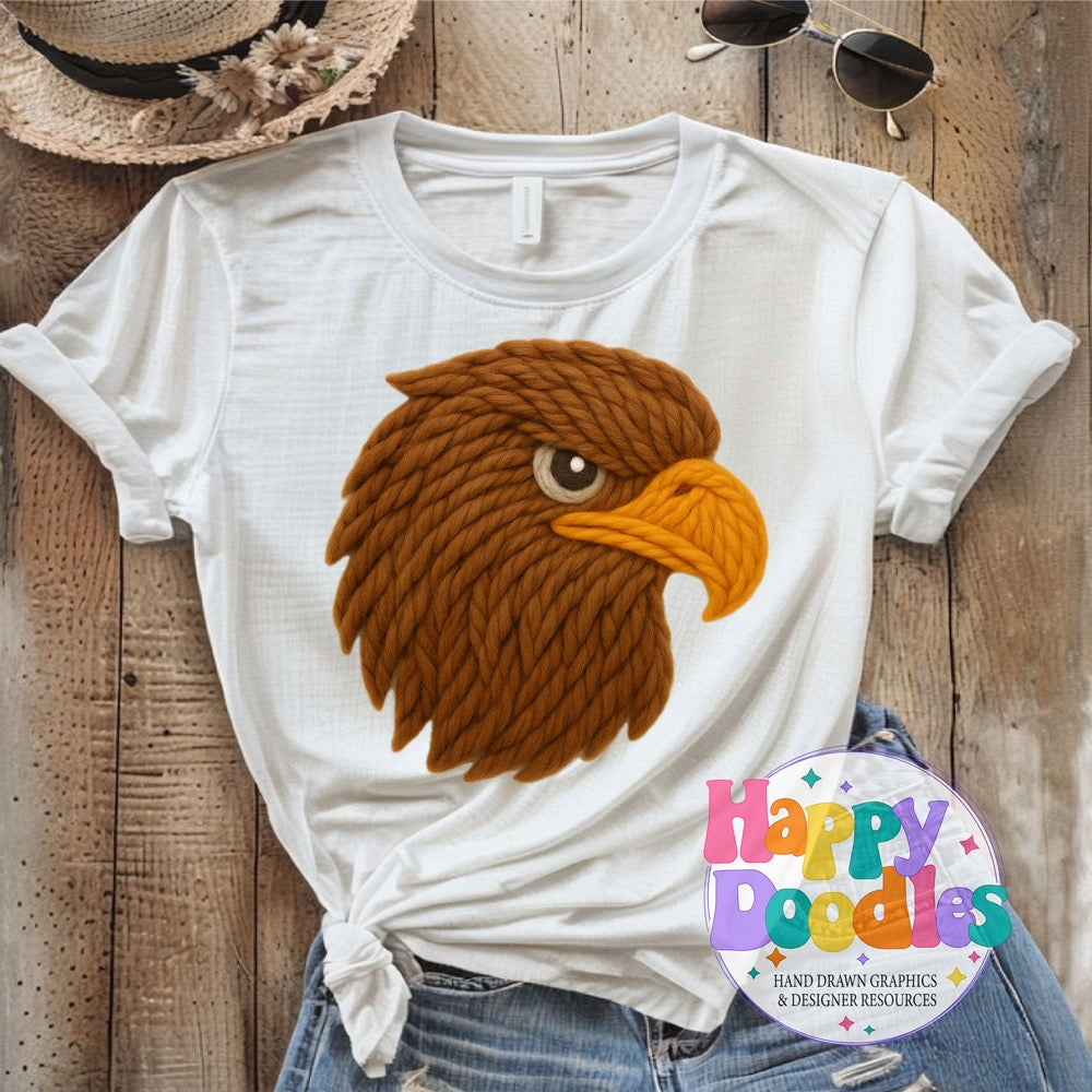 Hawk Yarn Mascot Printable PNG Illustration - Happy Doodles Designs